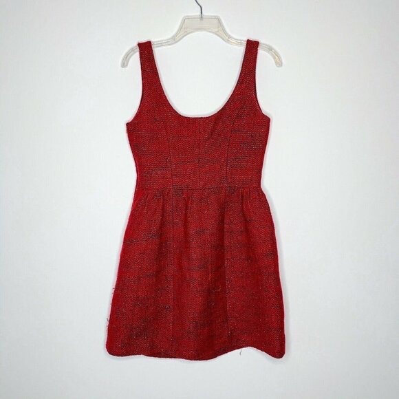 Unbranded Dress Women Red TWEED Scoopneck back Emp - Picture 2 of 3